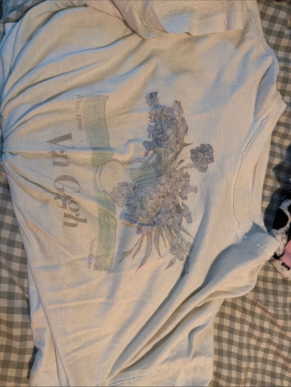 aerie White Graphic Tank with Pastel Floral Van Gogh Print